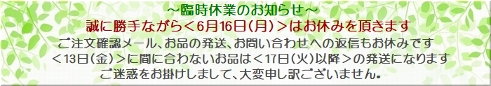 6月の『臨時休業』お知らせとお詫び